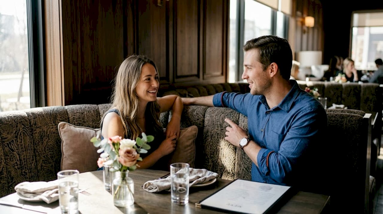 Guests relax in tactile restaurant booth
