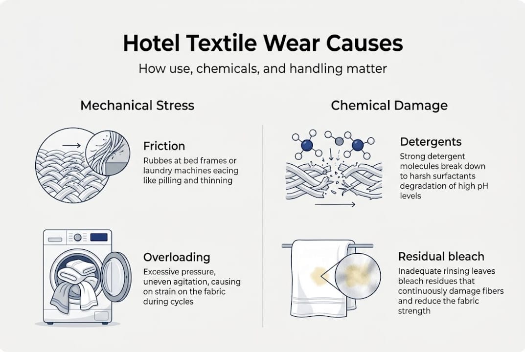 Infographic of main hotel textile wear causes