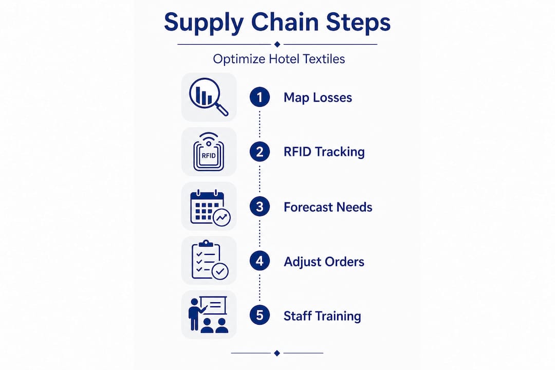 Infographic of hotel textile supply chain steps