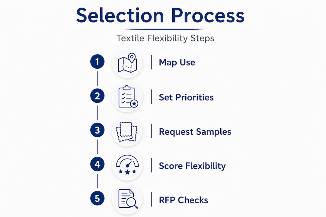 Infographic showing steps for textile flexibility selection