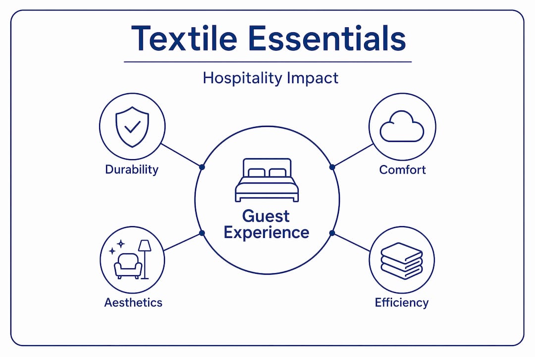 Hierarchy infographic showing textiles’ impact in hospitality