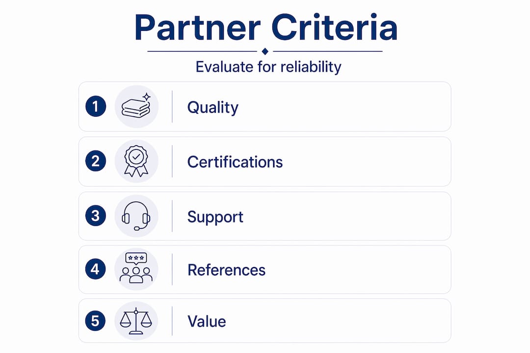 Infographic listing textile partner criteria
