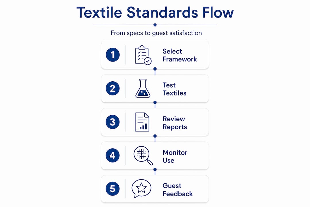 Infographic of textile standards process in hospitality