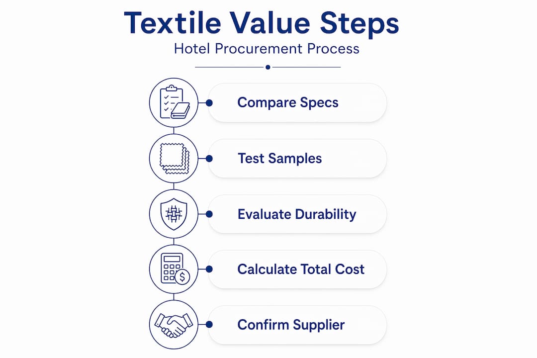 Infographic of hotel textile evaluation steps
