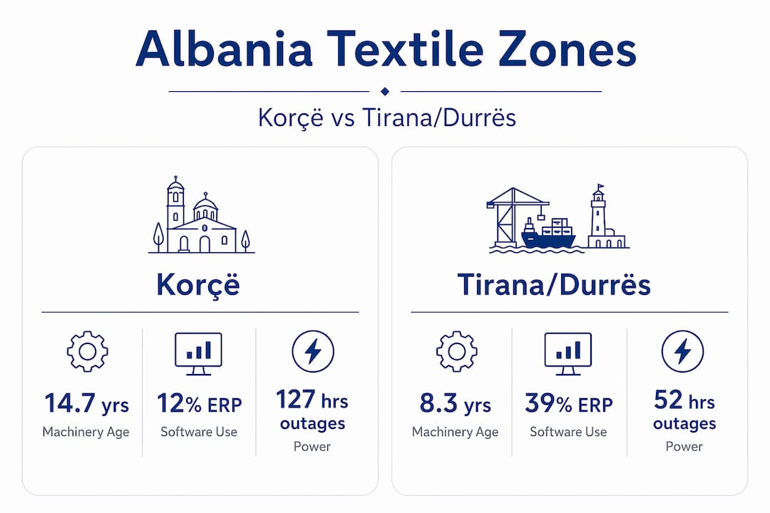Infographic comparing textile production zones