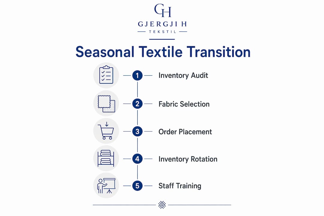 Infographic showing steps of seasonal textile transition