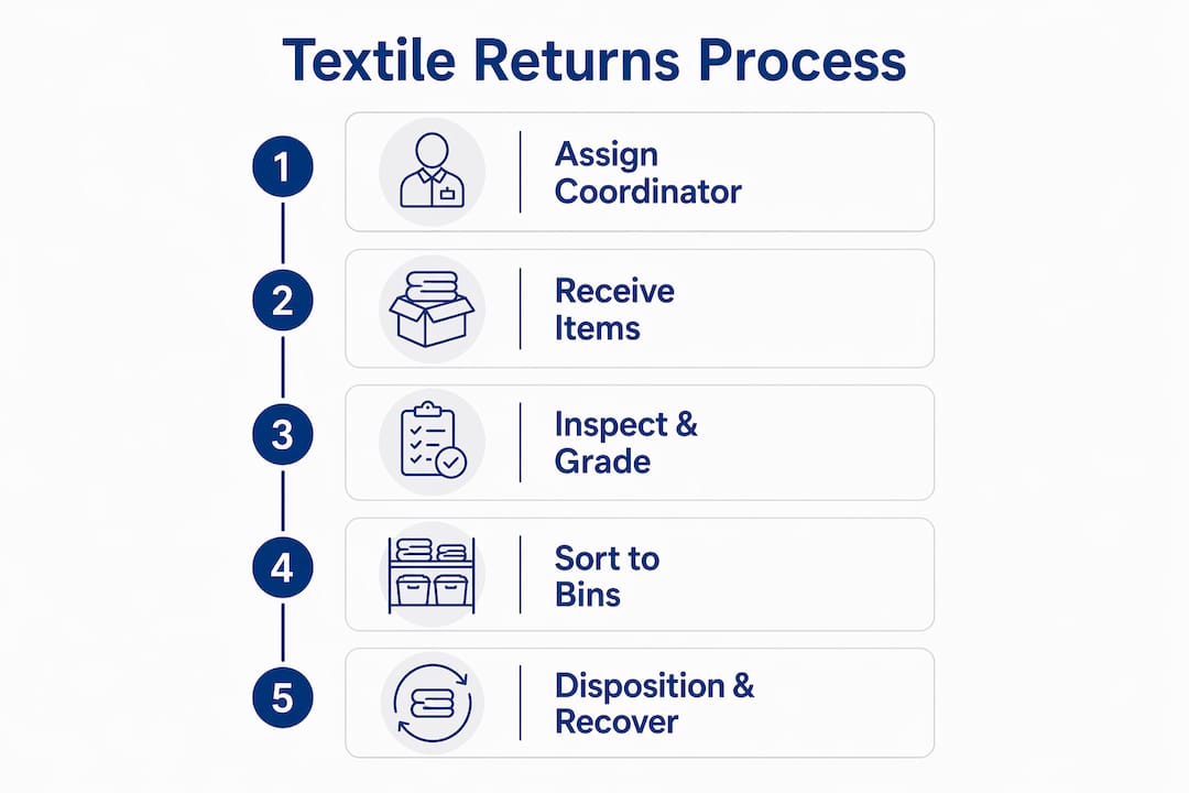 Infographic illustrating textile returns step-by-step process