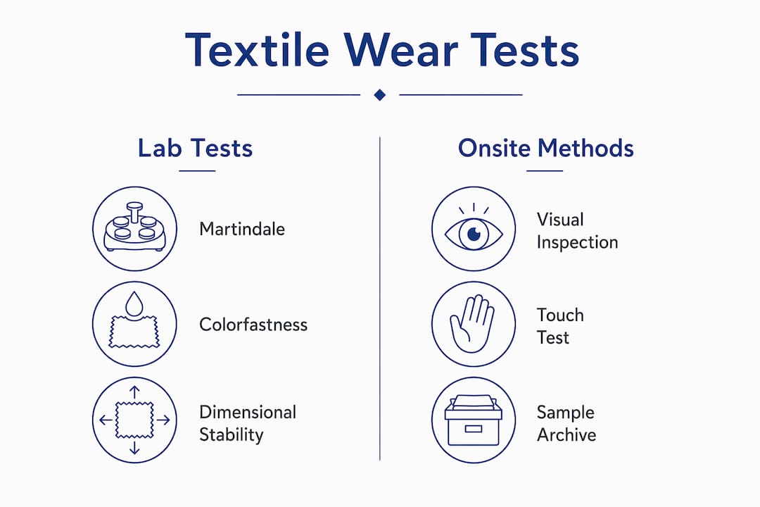 Infographic comparing lab and onsite textile wear tests