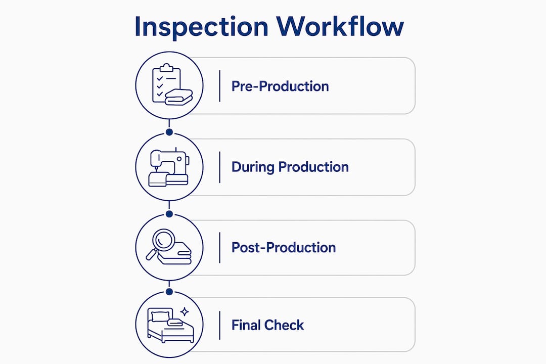 Infographic showing textile inspection workflow steps
