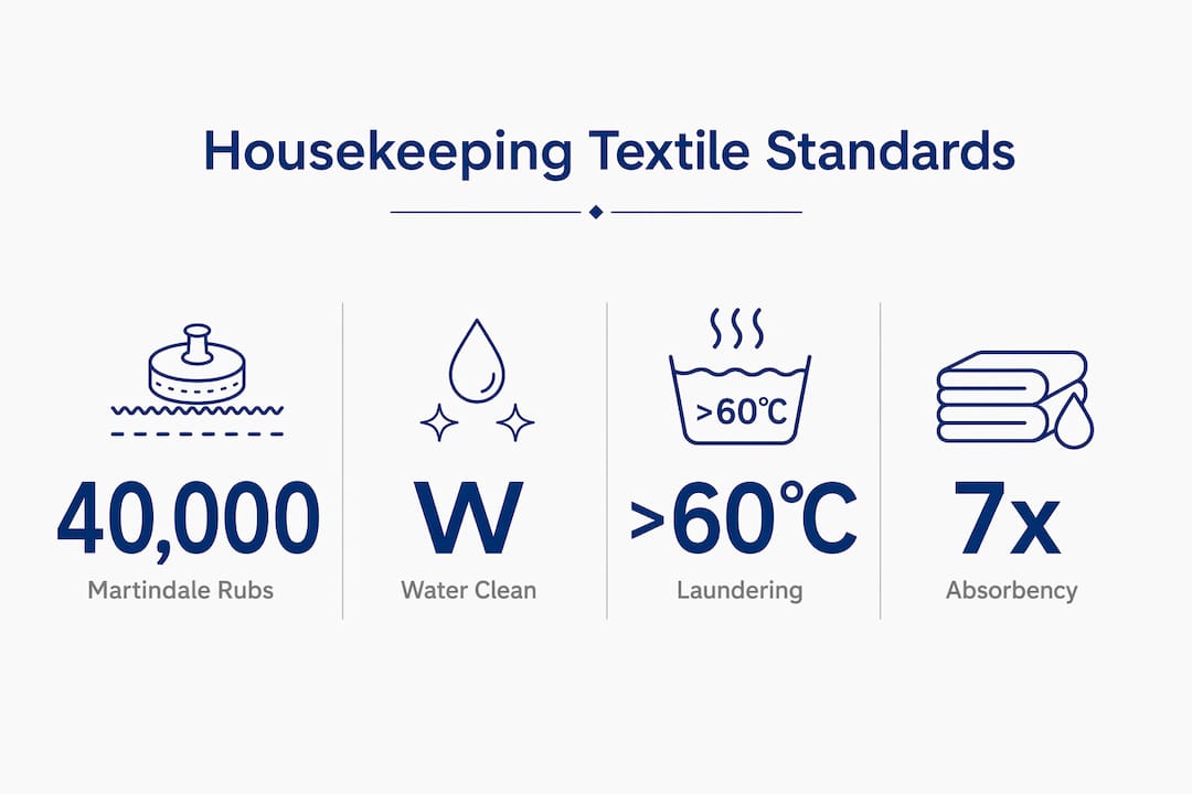Infographic showing key housekeeping textile standards