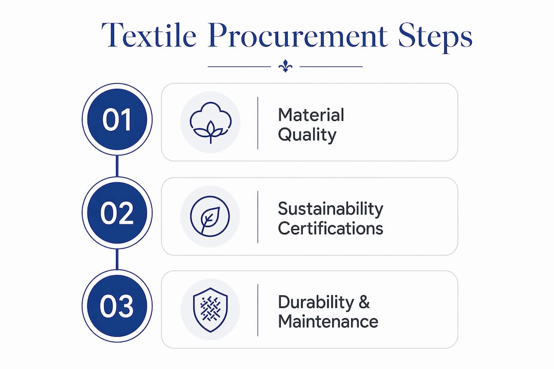 Infographic illustrating textile procurement steps