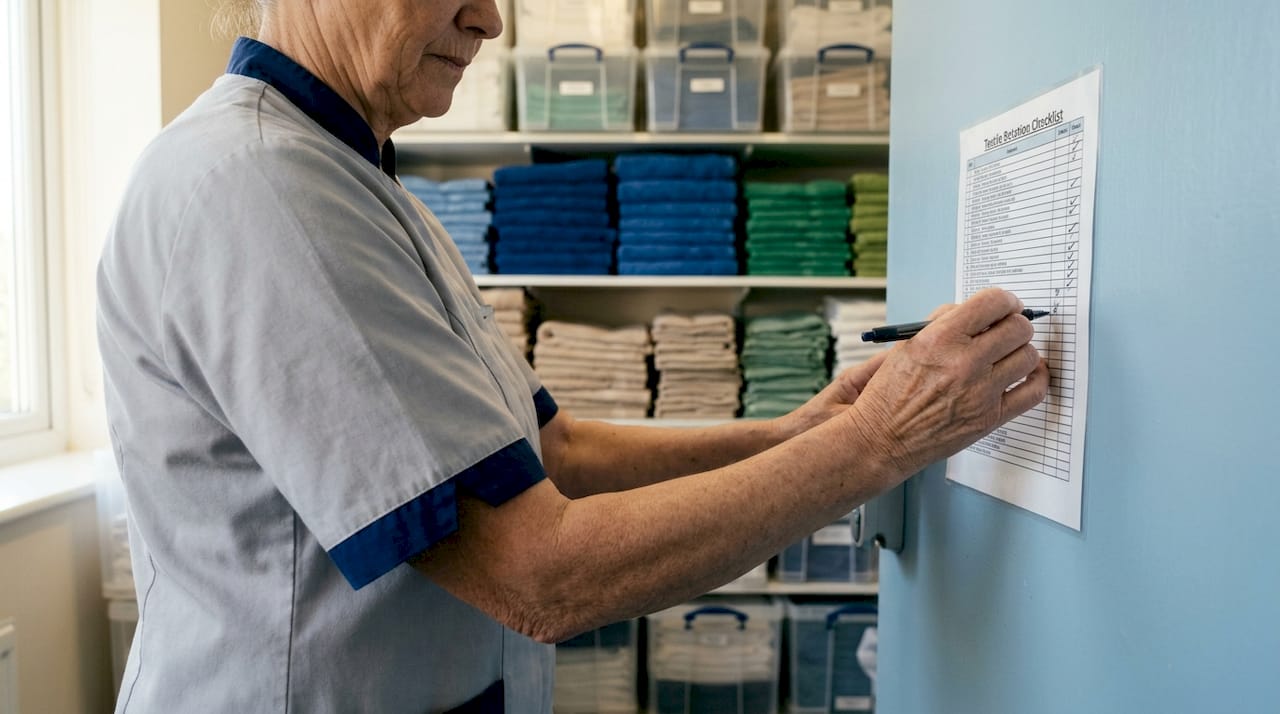 Staff marking linen rotation checklist