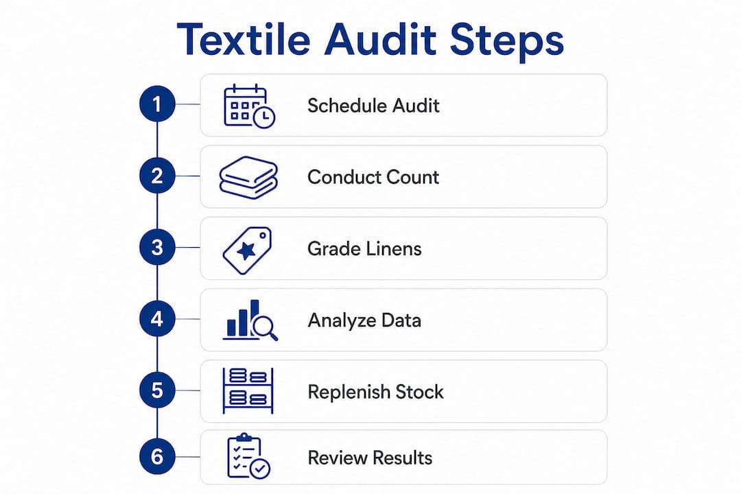 Infographic illustrating textile stock audit steps
