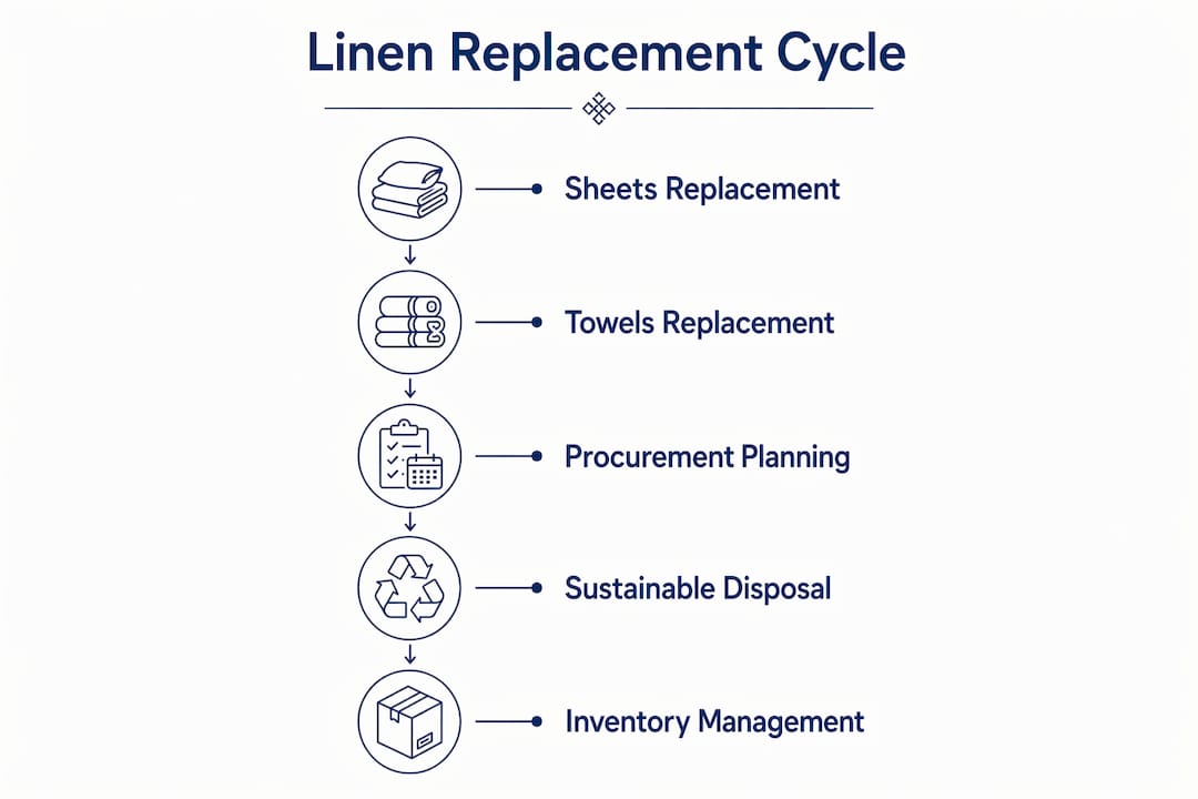Infographic showing hotel linen replacement cycle stages