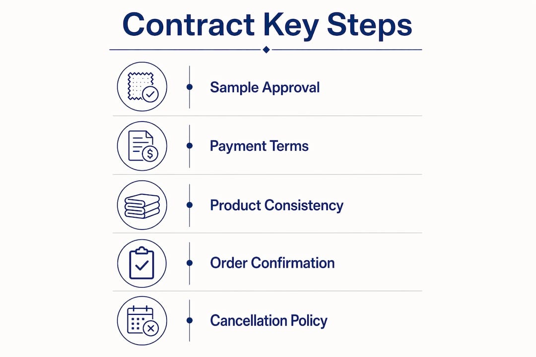 Infographic illustrating textile contract key steps