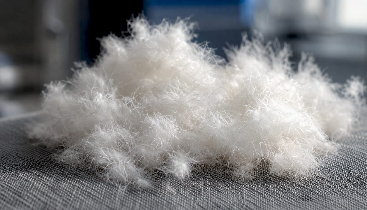 Microfiber cluster fill fibers close-up texture
