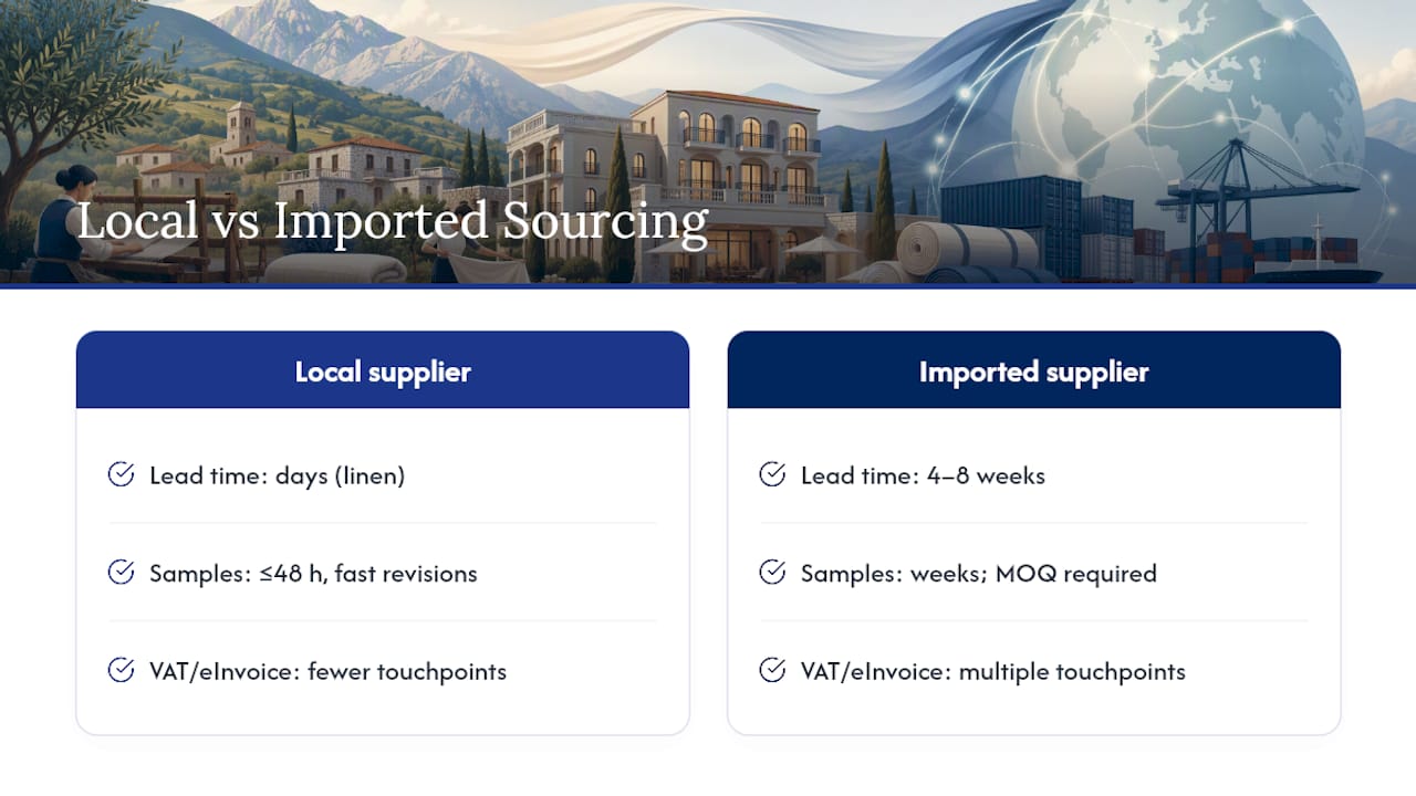 Comparison of local and imported textile sourcing metrics