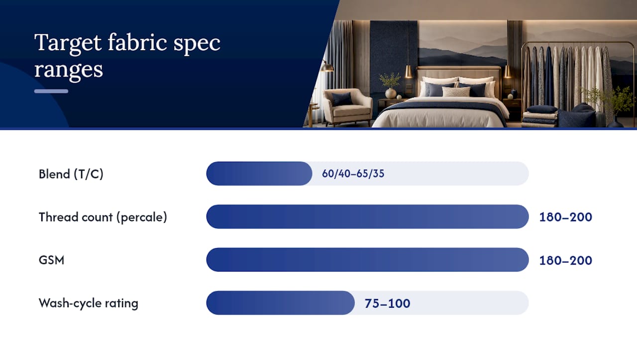 Diagram of hotel bedding fabric specs comparison