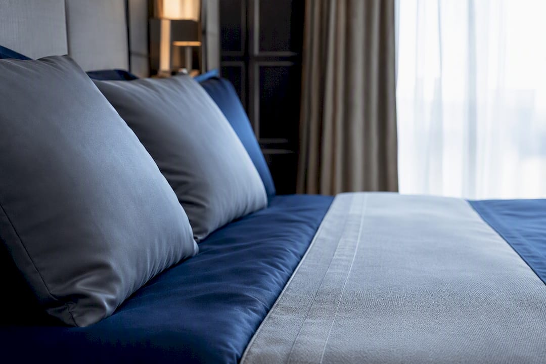 Close-up of hotel bedding fabrics