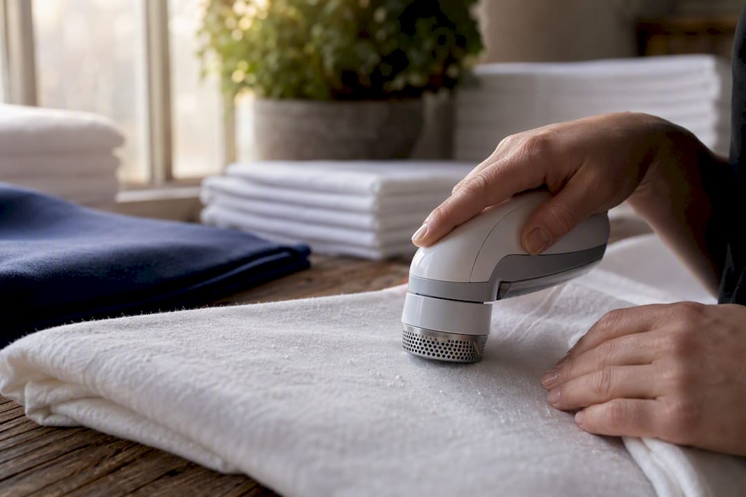 Electric fabric shaver de-pilling textile