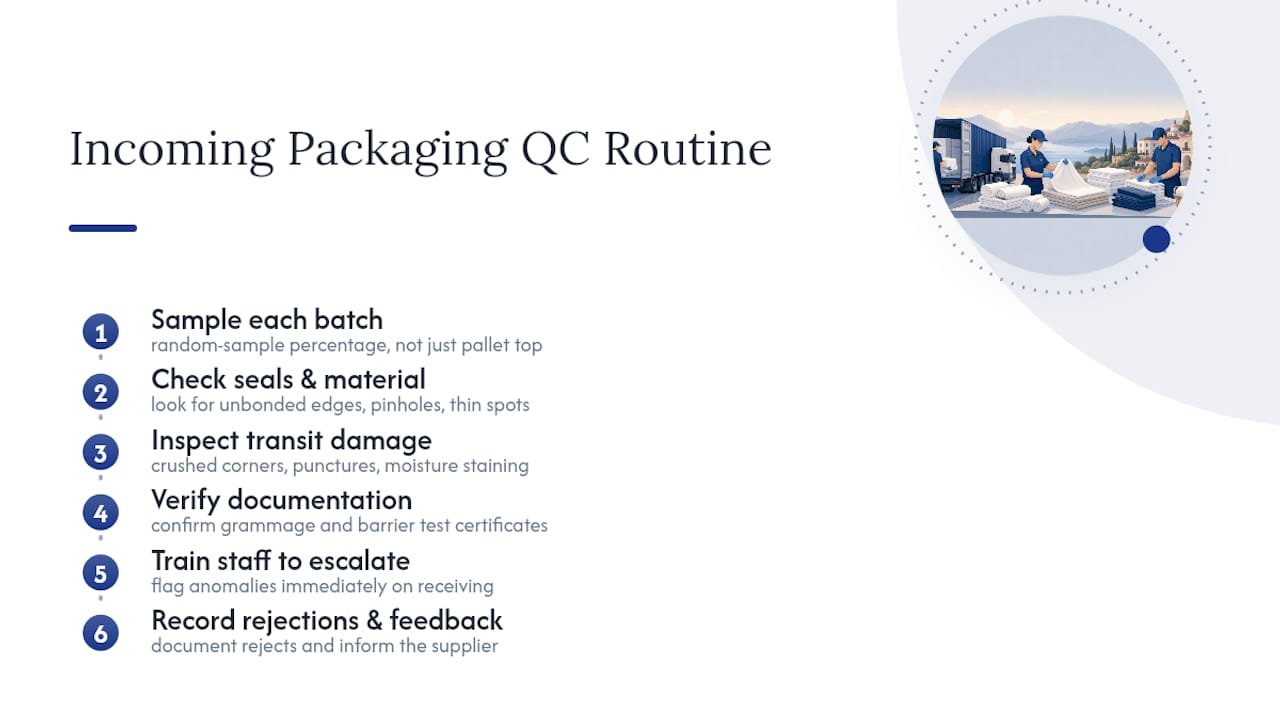 Incoming hygienic packaging inspection workflow
