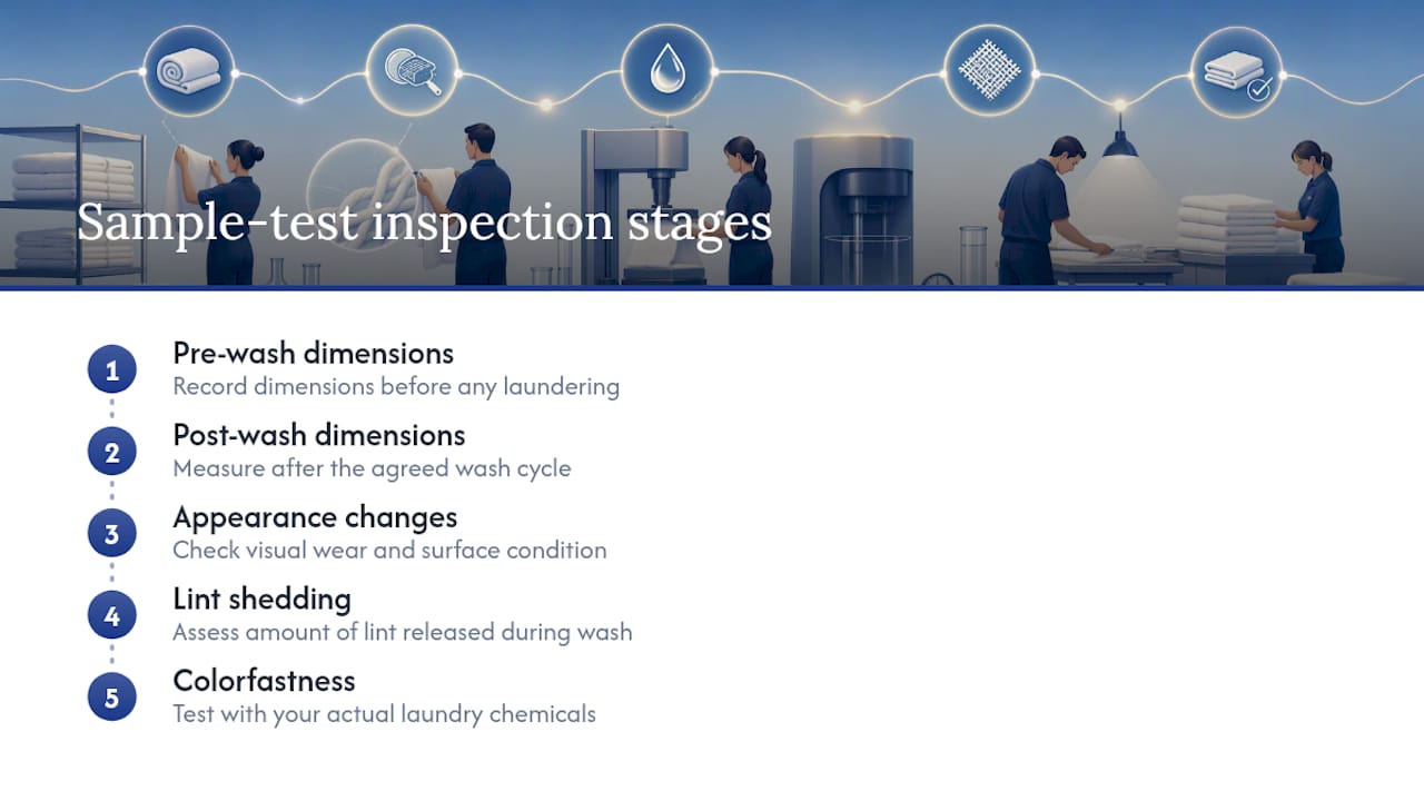 Five-stage hotel towel sample testing checklist