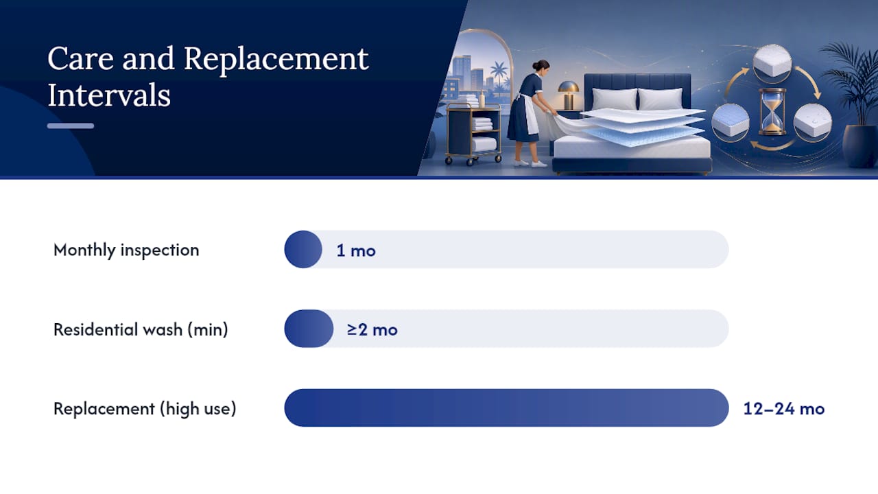Care, Laundering, and Replacement: What Housekeeping Needs To Know — overview diagram