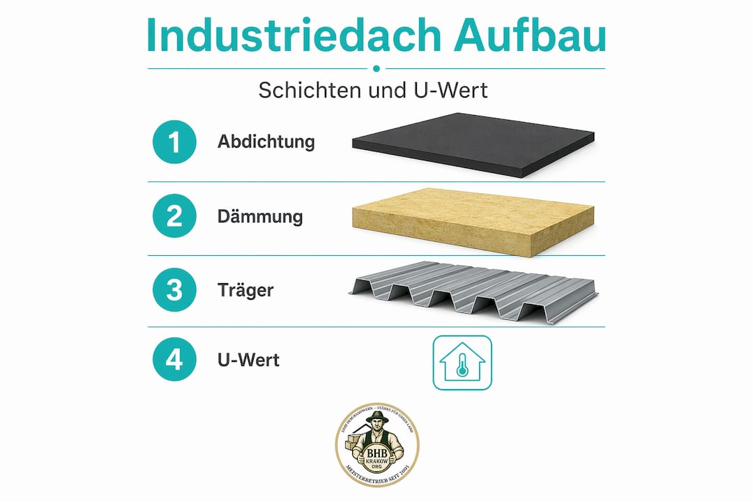 Grafische Übersicht: So ist ein Industriedach aufgebaut