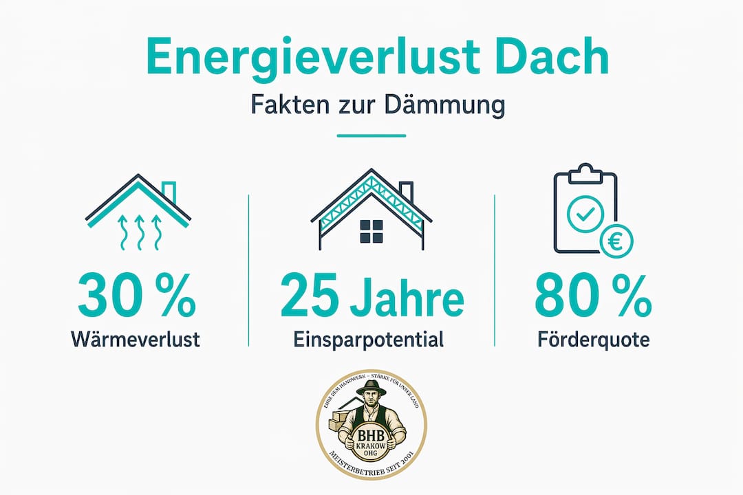 Infografik: Die wichtigsten Fakten zum Energieverlust über das Dach auf einen Blick