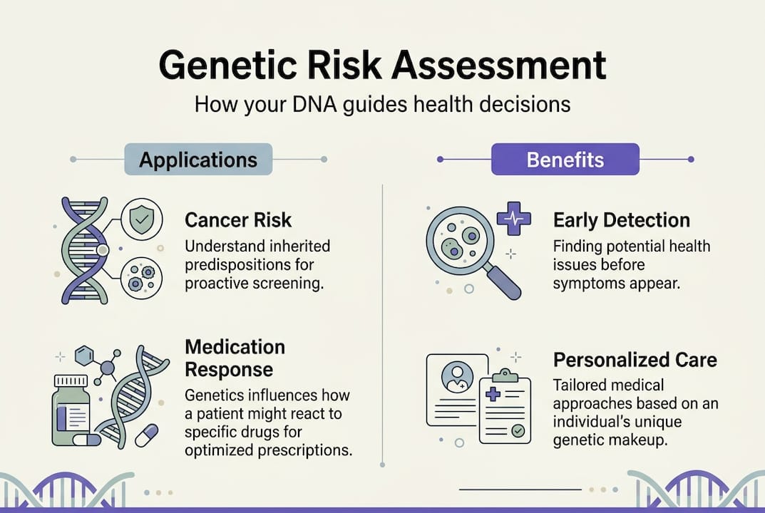 Infographic of genetic risk types and benefits