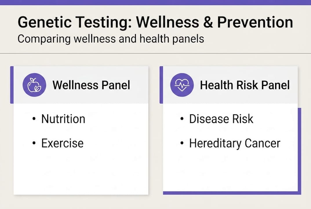Genetic testing wellness versus health infographic