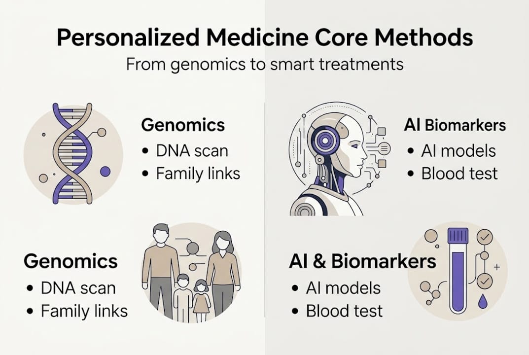 Infographic summarizing personalized medicine methods