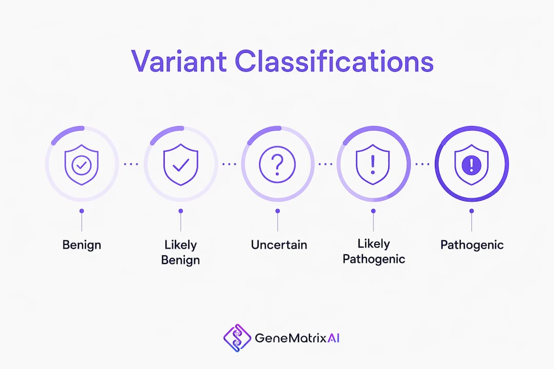 Infographic showing genetic variant classifications hierarchy