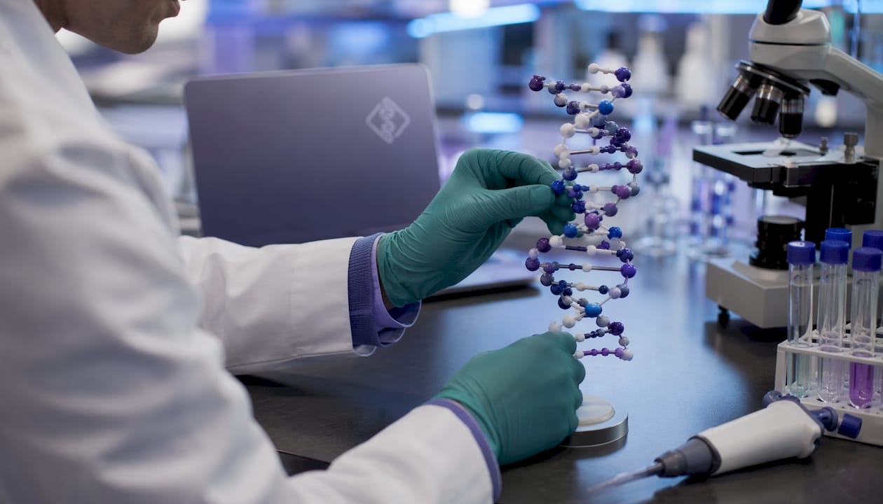 Hands modeling DNA repair process in lab