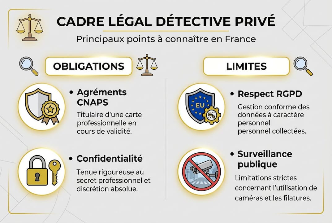 Infographie : tout savoir sur le cadre légal de la profession de détective privé en France