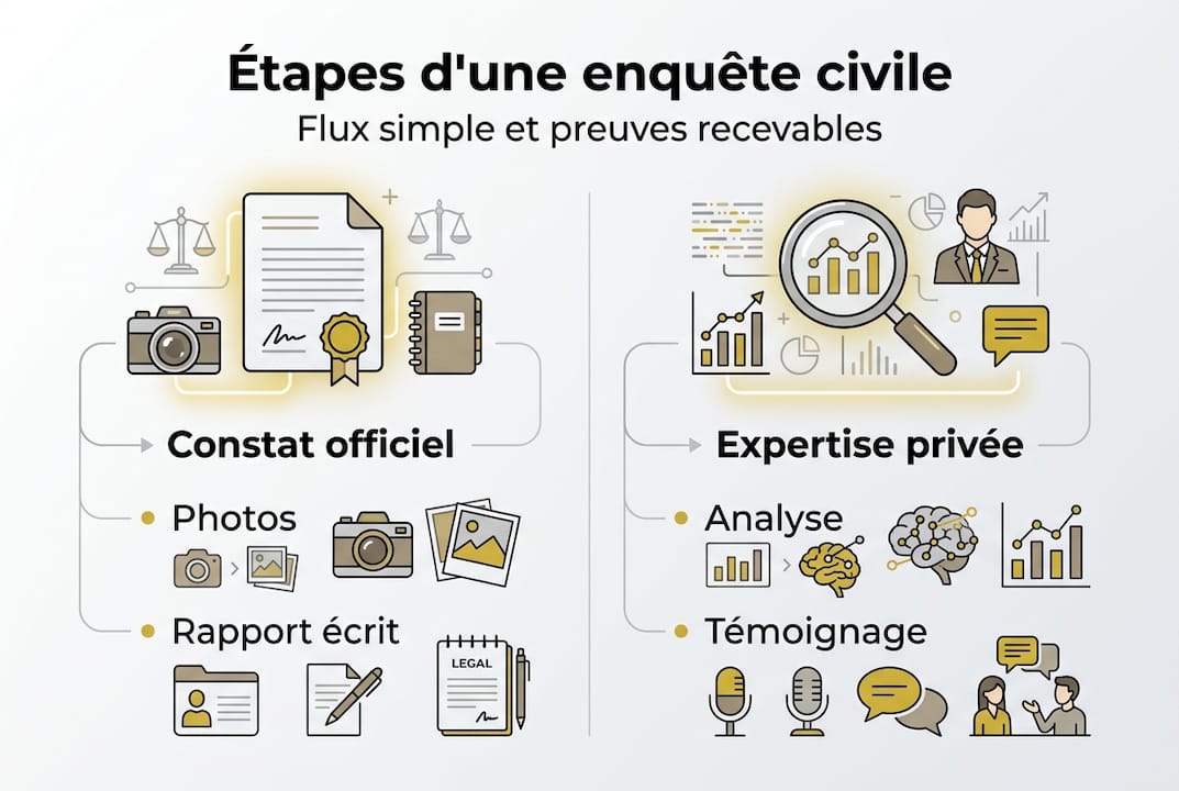 Infographie : les grandes étapes d’une enquête civile
