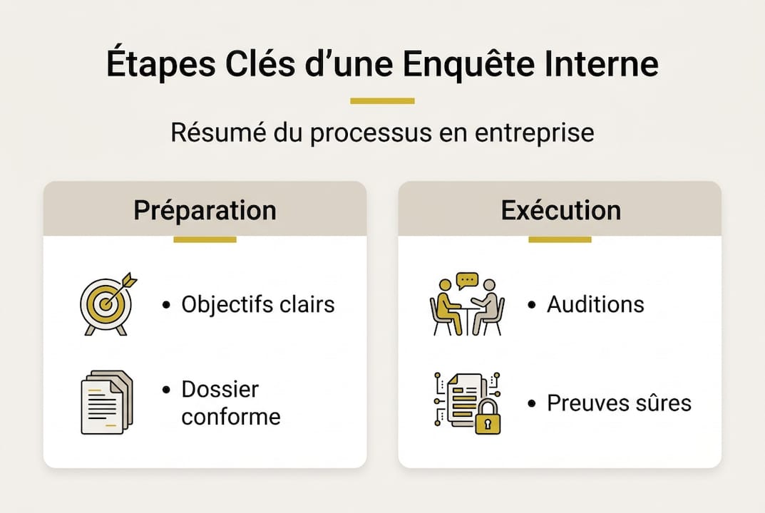 Visuel explicatif du déroulement d’une enquête interne