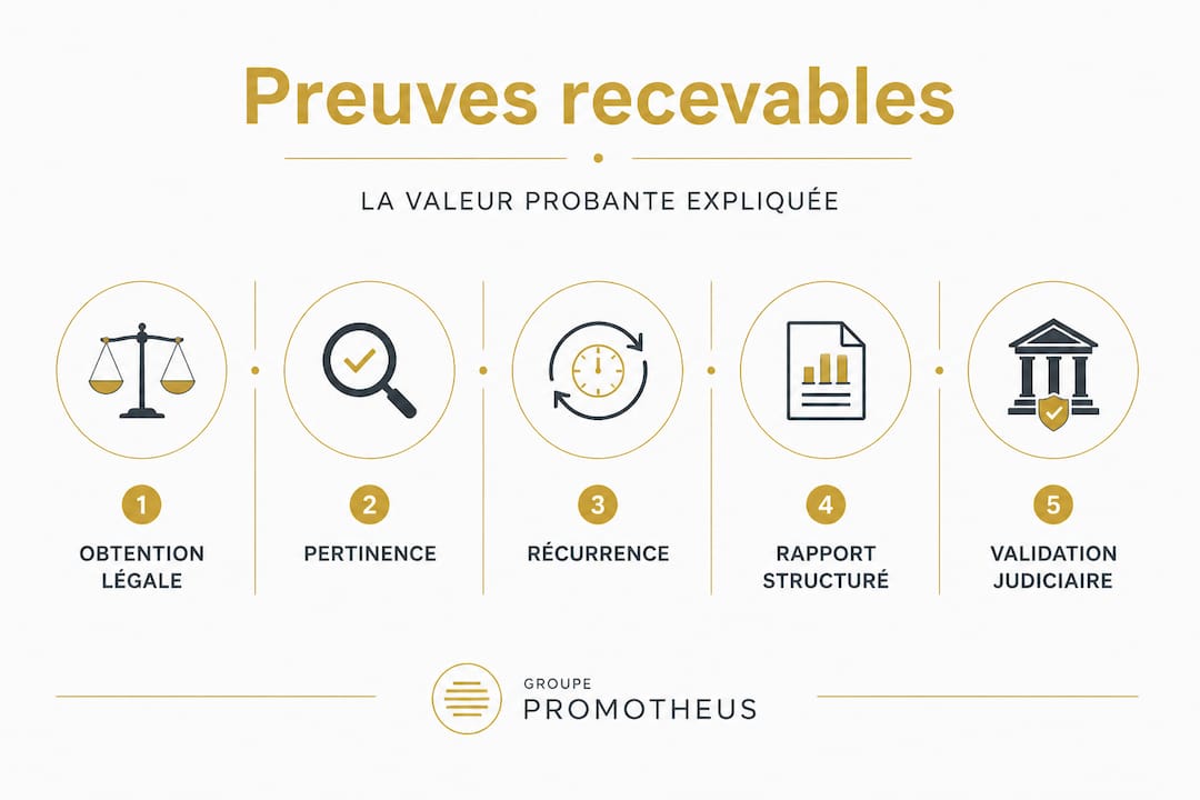Infographie pédagogique sur les critères d’acceptation des preuves