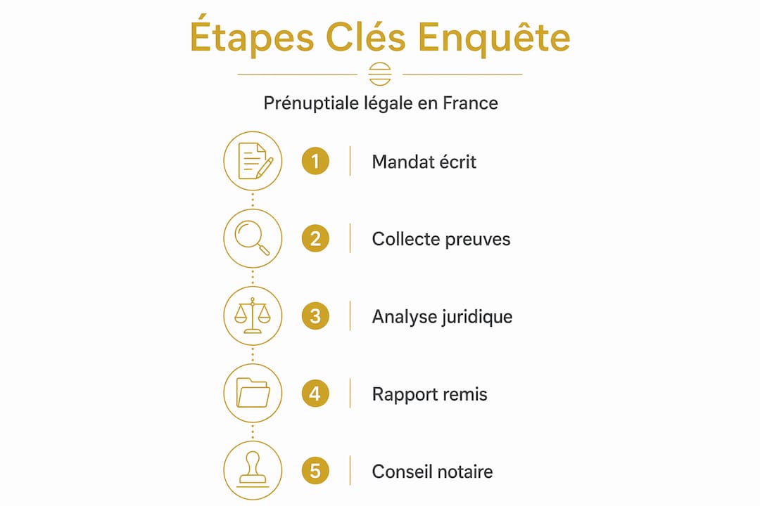 Infographie verticales étapes enquête prénuptiale