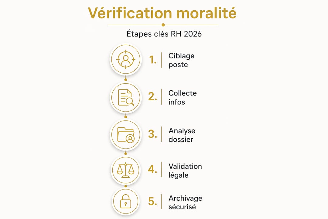 Infographie : les différentes étapes du contrôle d’honorabilité d’un salarié