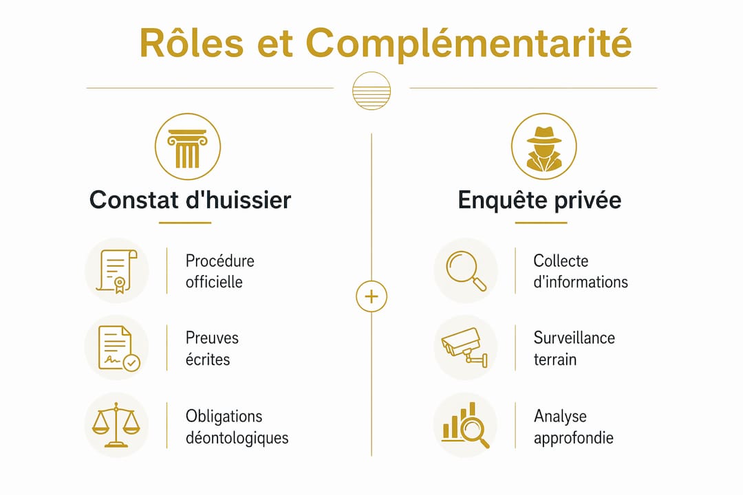 Panorama des missions et synergies entre huissier de justice et détective privé