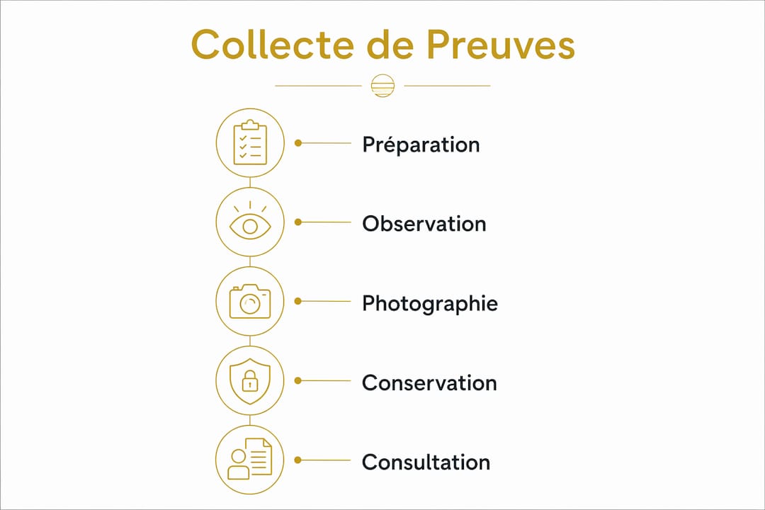 Infographie : étapes clés pour recueillir des preuves d’une infidélité