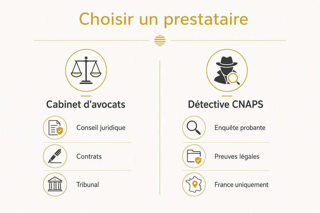 Infographie : Avocats ou détectives privés, qui solliciter pour vos investigations juridiques ?