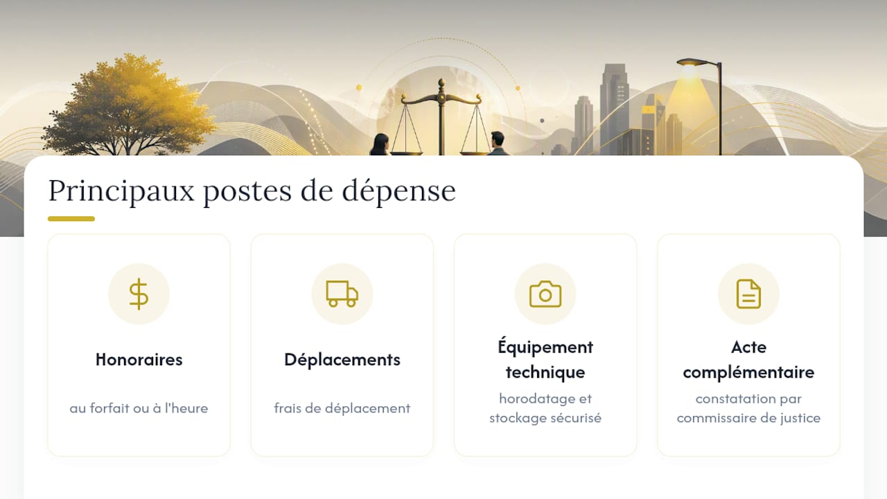 Schéma détaillé des coûts d’une enquête menée par un détective spécialisé en affaires juridiques