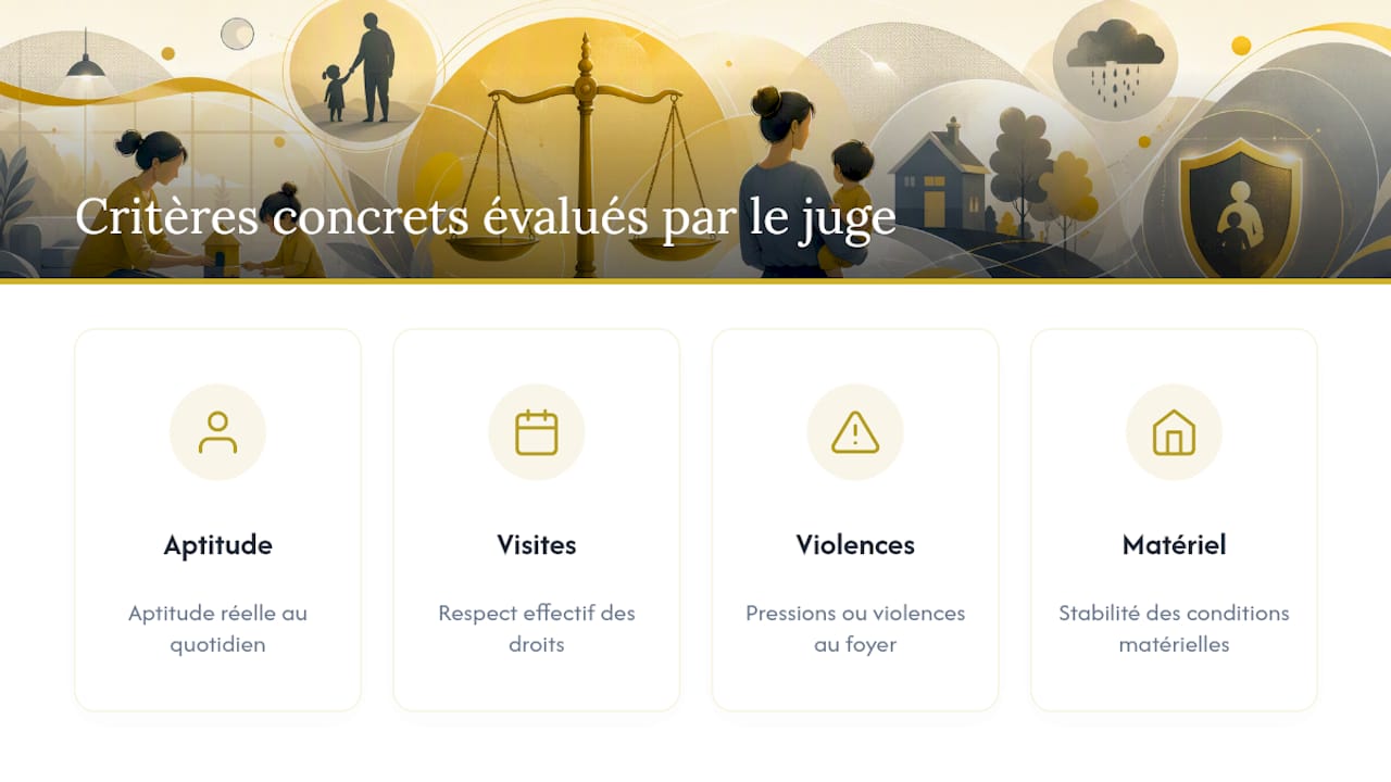 Schéma des critères utilisés par les juges pour identifier une garde d’enfant problématique