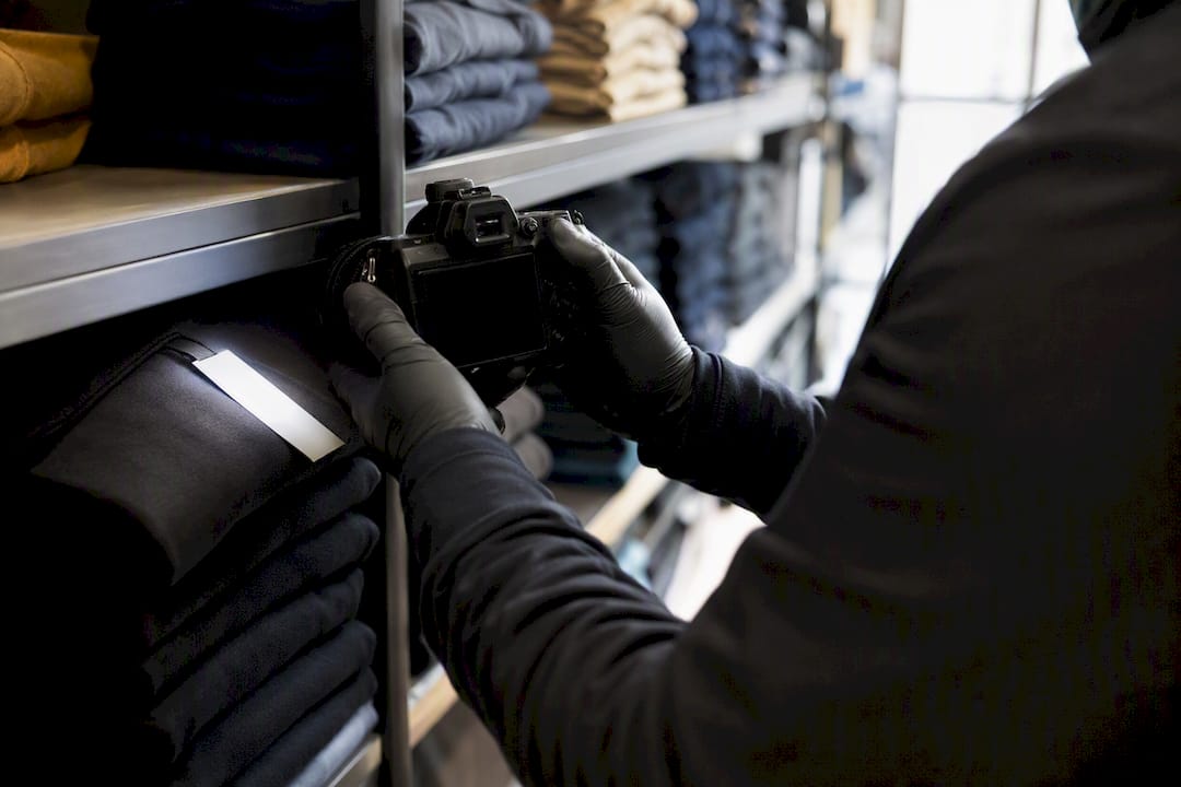 Gros plan sur un huissier prenant en photo un produit en magasin