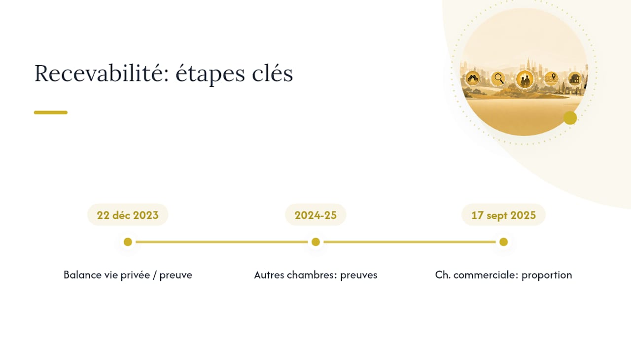 Schéma des critères judiciaires pour l'admissibilité des preuves