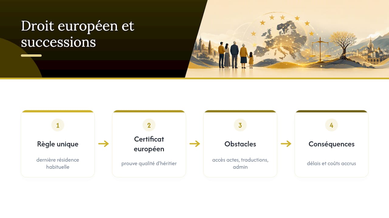 Schéma du processus légal européen de succession internationale