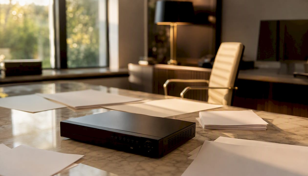 Documents de conformité étalés sur la table