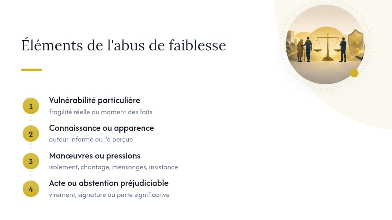 Les quatre critères juridiques de l’abus de faiblesse